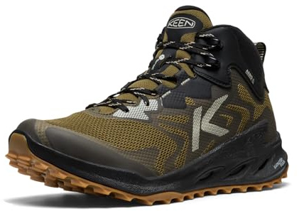 KEEN Men's Zionic Nxt Mid Height Waterproof All Terrain Comfortable Hiking Boots, Dark Olive/Black, 10.5