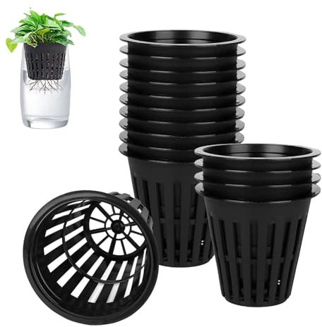 Idroponica Pentola, 15 PCS Vasi a Rete Idroponica, Pentola Cesti Giardino, Cestino per Piante Idroponiche, Idroponica Piantare Maglia Netto, Cesto Idroponico per Ortaggi, Piante, Fiori (15PCS)