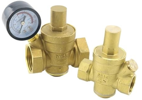 QZROPXOH DN15 DN20 DN25 Messing Wasser Druckminderer Halteventil 1/2 3/4 1 Einstellbares Überdruckventil mit Messgerät(1/2)