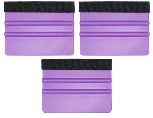 sourcing map 3pcs Vinyl Squeegee Felt Edge 4 Squeegee Felt Fabric Vinyl Scraper for Car Wallpaper Decal Smoothing Sign Making Window Privacy Film Glass Tint Installation DIY Crafts, Purple
