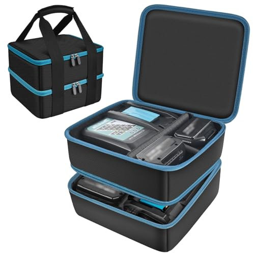 Case Compatible with Makita/for Dewalt/for Milwaukee 12V/18V/40V Max Lithium-Ion Batteries, Double Layer Storage Tool Bag for Replacement Battery and Rapid Optimum Charger with 10 Dividers (Box Only)