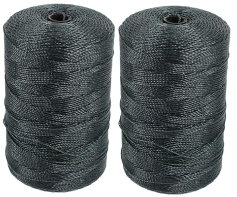 Artibetter Braided Fishing Net Repair Rope 15Lb Nylon Twine String 2 Rolls 18-Strand Durable Outdoor Fishing Netting String for Tent Garden and Gear Fixing