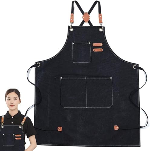 Tablier de travail, tablier de travail du bois 30x27 pouces avec poches, croix coton en polyester lourd