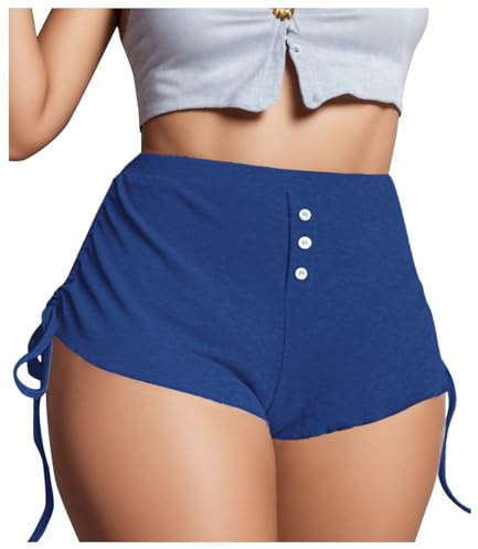 2025 Hot Pants Damen Sexy Booty Shorts Mini kurze Hosen Pole Dance Outfit Elegant Rüschen Seite Drawstring Hotpants Bikini Shorts Freizeithorts Y2k Lounge Pyjamashorts Schlafshorts Unterwäsche, Y01
