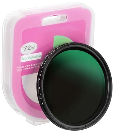 PATIKIL 72mm ND Filter, Variable ND Lens ND2-ND400 Adjustable Neutral Density Filter Slim Optical Glass with Cap for Camera Lens Video Vlog Portrait Photography, Black