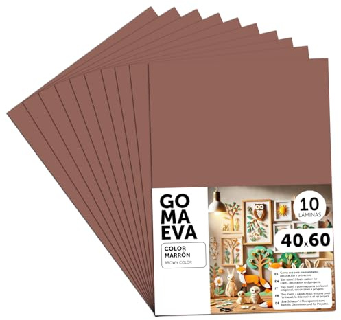m-office Moosgummi Platten 40x60cm, Bunte EVA Foam Bastelplatten für Kinder, DIY, Schule, Deko & Kunstprojekte – Ideal als Bastelpapier, Moosgummi mit und ohne Glitzer (Braun, 10 uds)