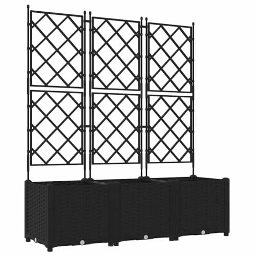vidaXL Vaso da giardino 3 pz Nero 120 x 40 x 143 cm PP | Questa fioriera ha una finitura nera opaca che si adatta benissimo a qualsiasi ambiente, Perfetta per seminare ovunque,
