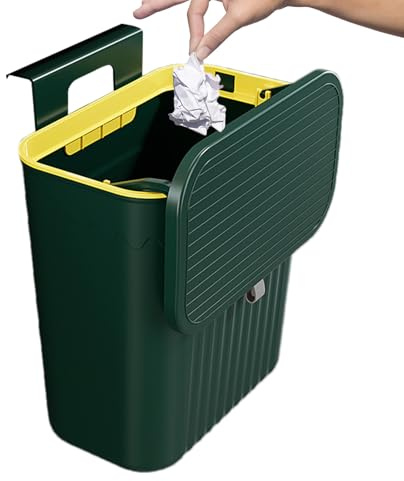 Mülleimer Zum Einhängen Mülleimer Mit Deckel, Küche Abfalleimer Klein Hängend Abfallsammler, Geruchsdicht Abfallbehälter Tür Zum Aufhängen, Plastik Mülltrennung Für Küchenschrank,Mülleimer Ohne Bohren