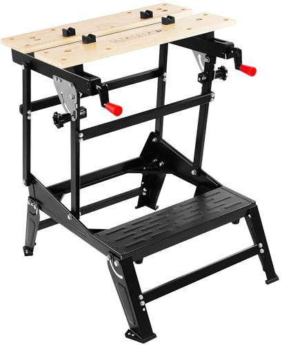 Elevon Multifunctional Workbench, Portable Foldable Workbench, Supports 550 lbs with Adjustable Jaws, Vertical Clamp and Four Adjustable Swivel Pins, Ideal for DIY, Woodworking and Home Repairs