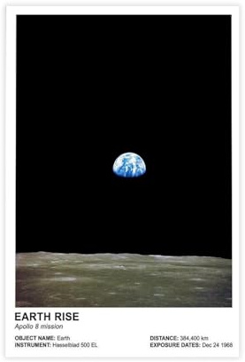 QGVBGF Earthrise Astronomy Poster Canvas Poster Wall Art Decor Print Picture Paintings for Living Room Bedroom Decoration 12x18inch(30x45cm)