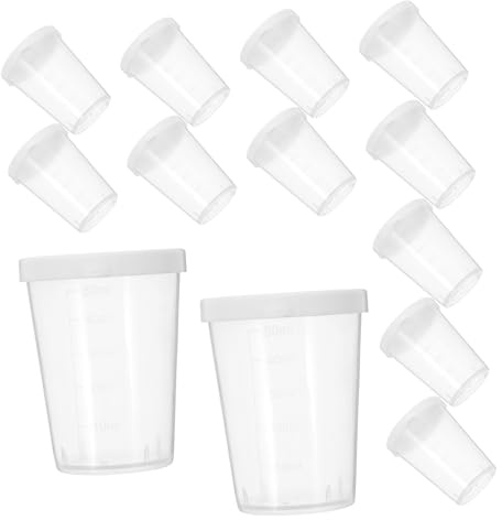 Warmhm 20pcs Measuring Cup Lid Graduated Sample Cups Plastic Storage Scale for Laboratory Use for Accurate Liquid Measurement and Sample Collection