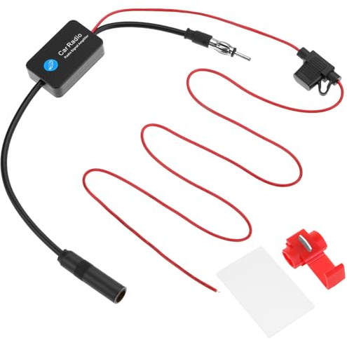 QWORK® Universeller 12V Autoradio Antennenverstärker, 25dB FM Auto Signalverstärker, Kompatibel mit meisten Autos