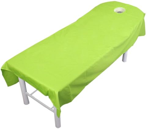 Surwin Drap pour Table de Massage avec Trou, Housse Table de Soin Esthetique Doux Lavable Drap Housse de Protection en Éponge pour Lit de Massage pour Esthetique, SPA (CM10 Vert,115x190cm)