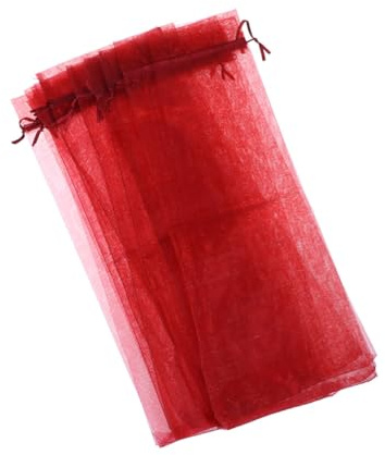 MUCKLILY 20 Stück Weinrote Organza Flaschenbeutel mit Tunnelzug Transparente Geschenktüten für Weinflaschen Hochzeit Party Wiederverwendbare Verpackung Edle Geschenkverpackung