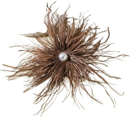 Broche Plume Brosch Flerfärgad Fjäder Stor Brosch 21 cm för Kvinnor, Lyx Pärlbrosch För Fest, Tyg Smycken Tillbehör