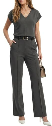 GRECERELLE Tracksuit Womens Full Set Airport Lounge Wear Sets 2 Piece Ladies Tracksuits Business Casual V Neck Tops and Jogging Bottoms with Pockets