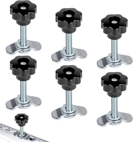 Schraubfitting Airlineschiene Set,6 Stück M8x60 Airline Fitting Endbeschlag | 500daN Airlineschiene Zubehör mit Sterngriffschraube für Wohnmobil