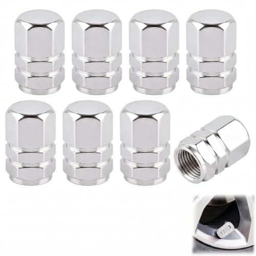 Aluminum Tire Valve Caps,8 Pcs Silver Dustproof Stem Covers