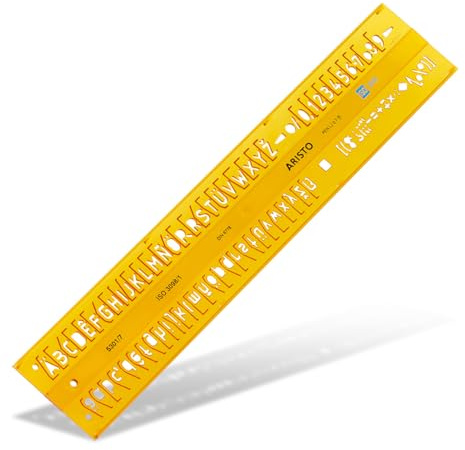 Aristo Isonorm Schriftschablone gerade Mittelschrift (7,0 mm, H-Profil, Typ B, formstabiler PET-Kunststoff) orange-transparent