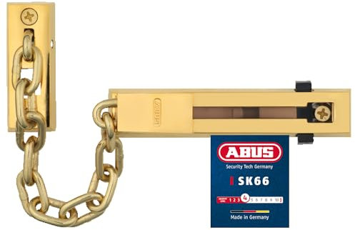ABUS Türkette SK66 für Haustür und Wohnungstür – Sicherheitskette mit Kindersicherung geeignet für links und rechts schließende Türen – Messing
