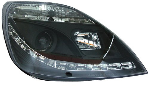 AutoStyle Satz Scheinwerfer TFL-Look passgenau | kompatibel mit Ford Fiesta VI 2002-2008 - Schwarz