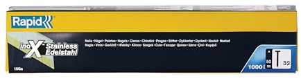 Rapid Nägel Edelstahl Typ 32, 50mm 34° Streifennägel 15Ga V2A, 1.000 Stk., mit geharzte Oberfläche, für druckluftnagler