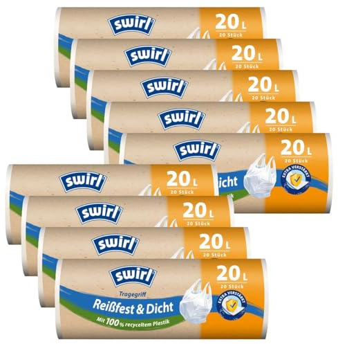 9x Swirl Tragegriff Müllbeutel 20L (20 stk./Rolle)