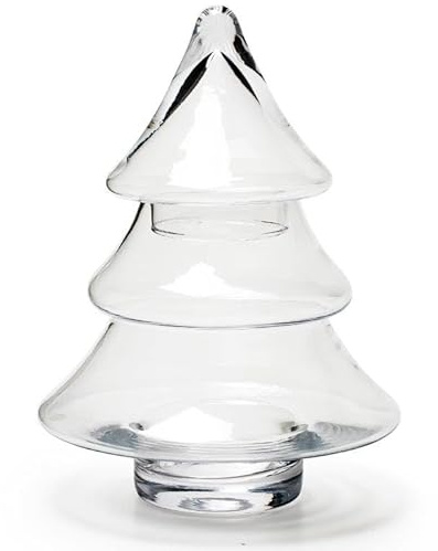 Annastore Dekoglas Tannenbaum H 26 cm zum Öffnen und Selbstbefüllen und Dekorieren - Gebäckschale Glasdose Konfektschale Bonboniere Weihnachten