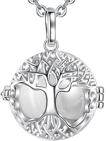 EUDORA Harmony Ball Collier Bola de Grossesse Arbre de Vie Celtique Pendentif bola Collier Musique Carillon Femme Mère Bébé Bijoux, Joli Cadeau, chaîne de 76,2 cm+114cm