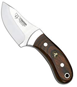 Cudeman Cuchillo 288-R hoja de acero ACX-380 de 7,5 cm y empuñadura de estamina roja pulida de 9,5 cm para caza, pesca, supervivencia y bushcraft + Portabotellas regalo