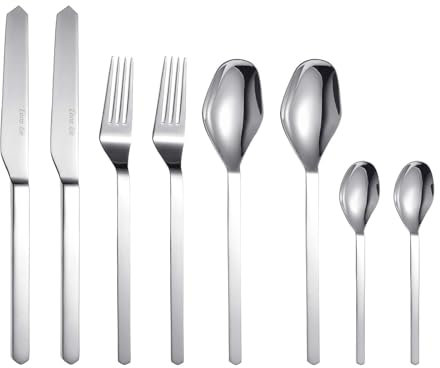 MORGIANA 8 Pieces Flatware Sets 18/10 Stainless Steel Cutlery Set, Silverware Set, Dinnerware Set Including Dinner Knife Spoon Fork Teaspoon, Service for 2(Sliver)