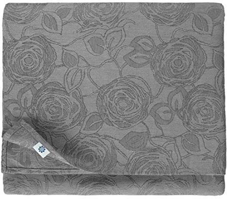 Linen & Cotton Luxus Jacquard Tischdecke Tischtuch Tischwäsche Roseus Damast Muster - 100% Leinen, Grau (147 x 147 cm) Festliche Quadratische für Home Küche Dekoration Gastronomie Geburtstag Hochzeit
