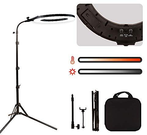 GSKAIWEN Anneau lumineux LED 18 60 W - Pour tatouage, sourcils, photographie, studio - Lumière vidéo avec maquillage - Portrait YouTube - Vidéo - Kit de 45,7 cm avec tube souple