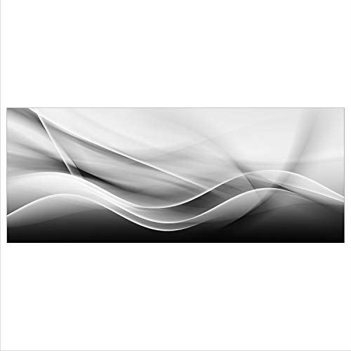 decorwelt Glasbild 125x50 XL Abstrakt Grau Panorama Wandbild Glasbilder Modern Deko Glas