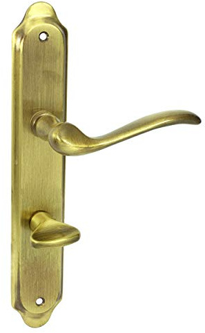 domino Türgriff 78 Drückergarnitur WC - Badezimmer Set | Links & Rechts Türbeschlag für WC/Badezimmertüren | L-Form | Türbeschläge aus Messing |Bronze Türdrückergarnitur| TULUZA M3