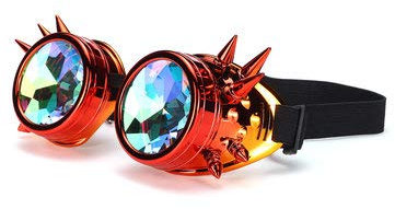 PeroFors Retro Kaleidoskop Sonnenbrille Schweißen Runde Mode Einzigartige Brille Punk Eye Wear - Rot