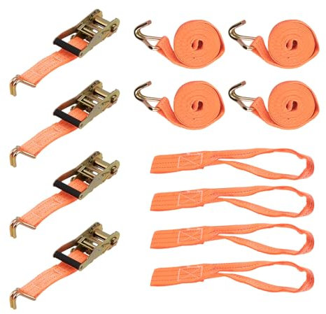 4 Stück 2000kg 3m Spanngurte mit Ratsche 2 teilig zweiteilig mit Haken Ratschengurt Zurrgurte EN 12195-2 35mm 2000 daN 2t für die professionelle Ladungssicherung