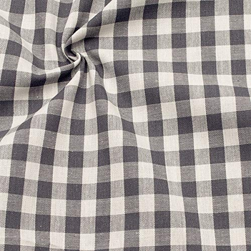 STOFFKONTOR 100% Baumwollstoff Stoff Züchen Vichy Karo groß - Öko-Tex Standard 100 - Meterware, grau weiss - zum Nähen von Bekleidung, Vorhängen, Bettwäsche, Dekorationen uvm.