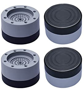 Patins anti-vibrations caoutchouc antidérapant 4 Pièces Tampons À Pied Machine À Laver Tapis Anti-Vibration pour Réfrigérateurs Stabilisateur Piédestal empêchent bouger (Gray,3.5cm)