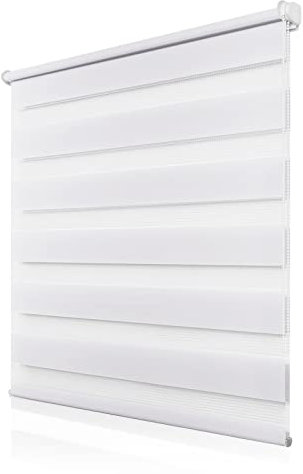 Doppelrollo Klemmfix ohne Bohren 100x120cm(BxH), Rollos für Fenster ohne Bohren Weiß, Duo Rollo Klemmrollo, Lichtdurchlässig & Sichtschutz,Fenster Rollos für Innen