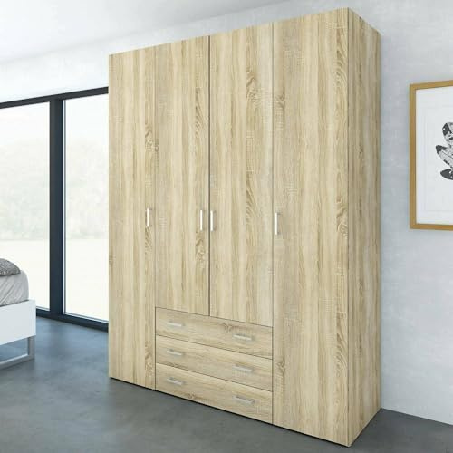 Dmora - Großer Kleiderschrank Schlafzimmermöbel, begehbar, 154 x 50 x 200 cm, Eiche