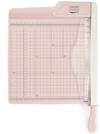 Vaessen Creative 2137-073 pappersskärare 30 cm babyrosa guillotine spak- och pappersskärmaskin A4, A5 och A6-perfekt för DIY, scrapbooking, journaling, karthantverk och hantverk, rosa, 30 cm
