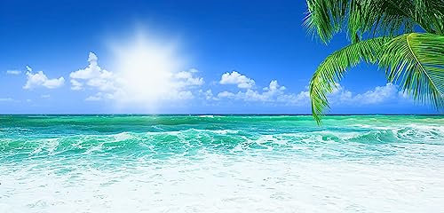 Acryl-Bild 150 x 70 cm: Strand, wunderschöner Panoramablick auf das Meer, mit sauberem Wasser und blauem Himmel (9302359)