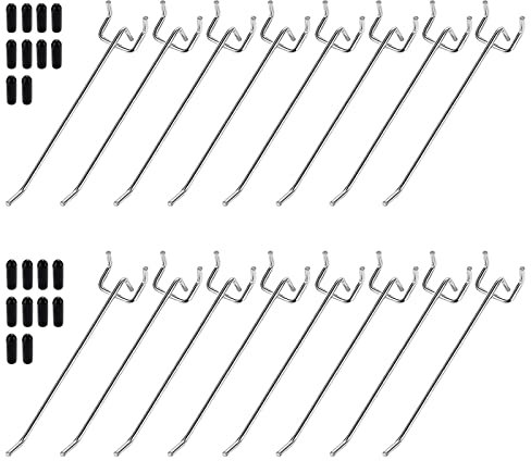 Yoaeyok 20 Pezzi Ganci per Pannelli Forati, Ganci per Pegboard in Metallo Ganci Triangolari Perforati Ganci Singoli per Espositori a Muro e Scaffalature da Negozio, 15cm