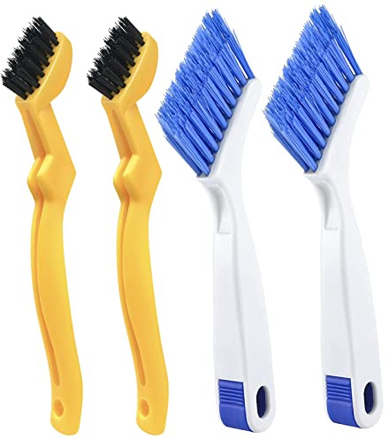 WENSTIER 4 PCS Multi Purpose Small Crevice Cleaning Brushes for Tight Narrow Space, Small Scrub Brush Set for Scrubbing Cleaning Kitchen Sink Bathroom Shower Corner Household Use