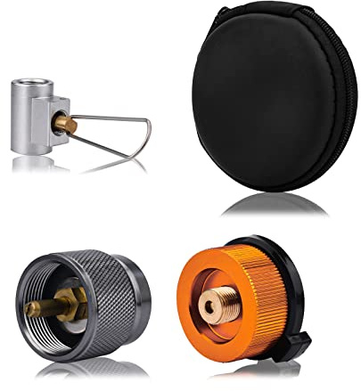 SAVITA Adapter för Butane Patron, 2 St Adapter för Butane Propan Spis 1 St Gaspåfyllningsadapter Bärbar Campingspis Adapter med Förvaringslåda för Campingspis Ryggsäck Picknick