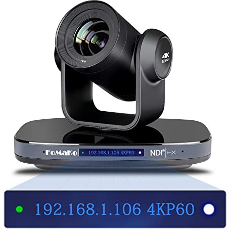 FoMaKo 4K 60FPS NDI HX3 PTZ Kamera, 1/1.8 UHD CMOS, KI-Auto-Tracking, 20x Optischer Zoom 3G-SDI/HDMI2.0/USB 3.0/LAN, Professionelle NDI Kamera für Live-Gottesdienste, Bildung, Konzert (K820N)