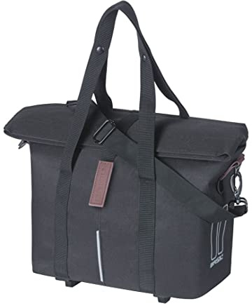 Basil Single Bag City MIK-KF-Hook Capacity: 8-11l, incl. Klickfix Adapter Plate, incl. Hooks for The Carrier Bike Handbag Made of Water Repellent Polyester And Water Repellent Folding Closure