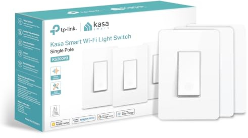 Kasa Smart Kasa Apple HomeKit Smart Light Switch KS200P3, Single Pole, Neutral Wire Required, 2.4GHz Wi-Fi Light Switch Works with Siri, Alexa & Google Home,UL Certified, No Hub Required,White, 3-Pack