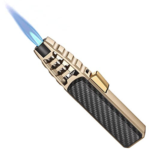 Briquet au butane rechargeable - Torche de cuisine coupe-vent - Flamme réglable - Chalumeau solaire avec verrouillage de sécurité pour la cuisson de crème brûlée